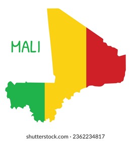 Mali National Flag Shaped as Country Map