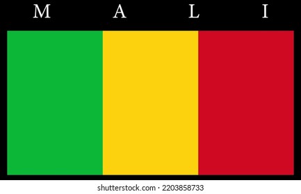 Mali national flag in vector format with black background.