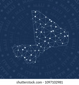Mali network style country map. Shapely space style, modern design for infographics or presentation.