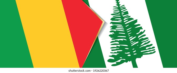 Banderas de Mali y de la isla Norfolk, dos banderas vectoriales símbolo de relación o enfrentamiento.