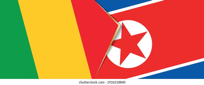 Mali and North Korea flags, two vector flags symbol of relationship or confrontation.