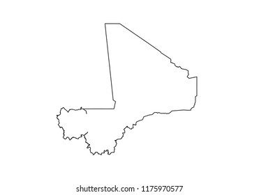 Mali outline map country shape national borders