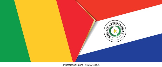Mali and Paraguay flags, two vector flags symbol of relationship or confrontation.