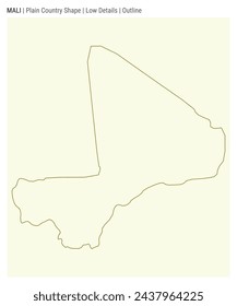 Mali plain country map. Low details. Outline style. Shape of Mali. Vector illustration.