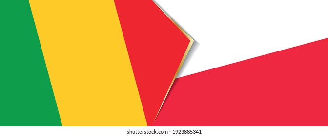 Mali and Poland flags, two vector flags symbol of relationship or confrontation.