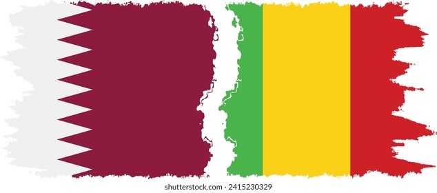 Verbindung zwischen Mali und Katar-Grunge-Flaggen, Vektorgrafik