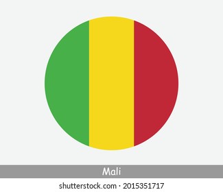 Mali Round Circle Flag. Malian Circular Button Banner Icon. EPS Vector