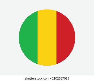 Mali Round Country Flag. Malian Circle National Flag. Republic of Mali Circular Shape Button Banner. EPS Vector Illustration. svg