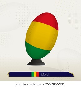 Mali Rugby Ball on Rugby Kicking Tees with Modern Design. Illustration perfect for sports, national pride, and rugby-related projects.