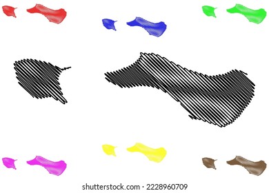 Mali and Sanambiet island (New Guinea, Pacific Ocean, Bismarck Archipelago, Lihir Group) map vector illustration, scribble sketch map