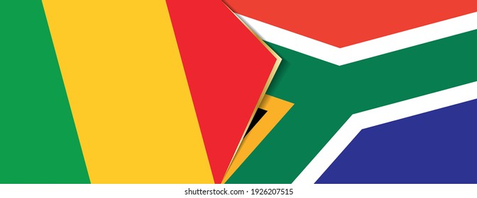 Mali and South Africa flags, two vector flags symbol of relationship or confrontation.