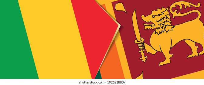 Mali and Sri Lanka flags, two vector flags symbol of relationship or confrontation.