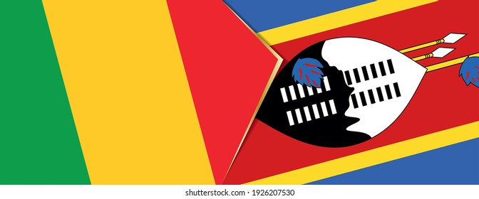 Banderas de Mali y Suazilandia, dos banderas vectoriales símbolo de relación o enfrentamiento.
