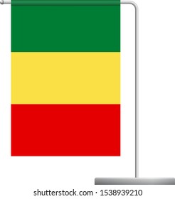 Mali table flag. Metal flagpole. National flag of Mali vector illustration