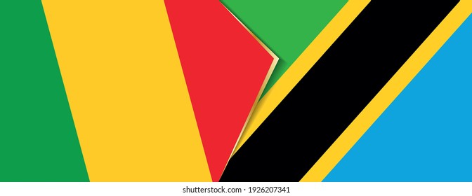 Mali and Tanzania flags, two vector flags symbol of relationship or confrontation.