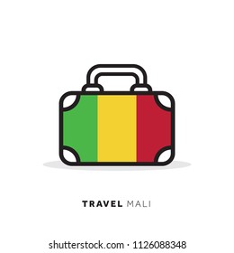 Mali travel concept. Suitcase vector icon with national country flag