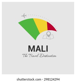 Mali The Travel Destination logo - Vector travel company logo design - Country Flag Travel and Tourism concept t shirt graphics - vector illustration
