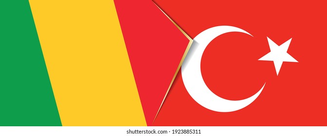Mali and Turkey flags, two vector flags symbol of relationship or confrontation.