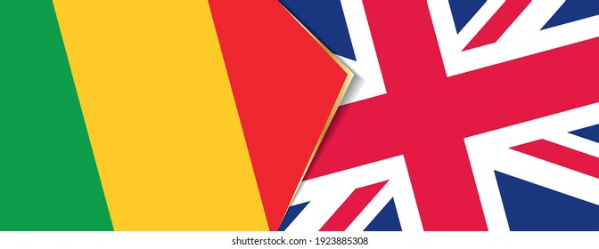 Mali und das Vereinigte Königreich Flaggen, zwei Vektorflaggen Symbol für Beziehung oder Konfrontation.