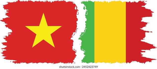 Mali and Vietnam grunge flags connection, vector