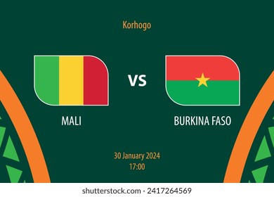 Mali vs Burkina Faso football scoreboard broadcast template for soccer africa tournament 2023