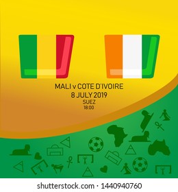 Mali vs Cote d'Ivoire, African football match 2019, Egypt pattern with modern and traditional elements, Vector illustration.