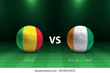 Mali vs Ivory Coast football scoreboard broadcast template for soccer africa tournament 2023