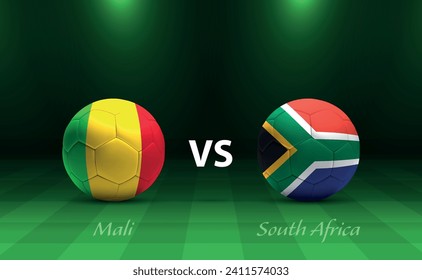 Mali vs South Africa football scoreboard broadcast template for soccer africa tournament 2023