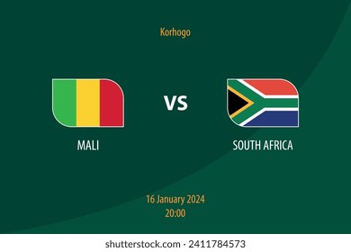 Mali vs South Africa football scoreboard broadcast template for soccer africa tournament 2023