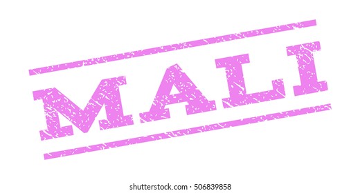 Mali watermark stamp. Text tag between parallel lines with grunge design style. Rubber seal stamp with dirty texture. Vector violet color ink imprint on a white background.