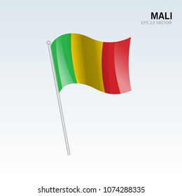 Mali waving flag isolated on gray background