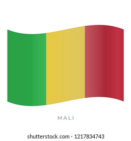 Mali waving flag vector icon. National symbol of Mali. Vector illustration isolated on white.