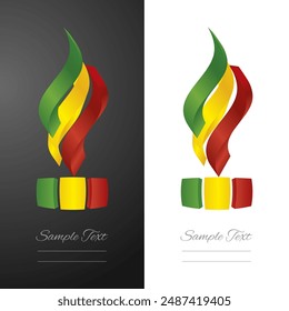 Malian abstract 3D wavy flag ribbon for fashion and industry labels. Mali 3D torch flame strip label sticker icon vector