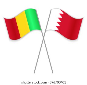 Malian and Bahraini crossed flags. Mali combined with Bahrain isolated on white. Language learning, international business or travel concept.