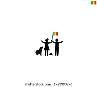 Malian children with national flag of Mali, future of Mali concept, sign symbol background, vector illustration.