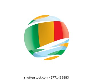 The Malian flag in an abstract sphere