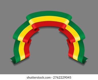 Malian flag circular wavy ribbon, symbolizing national pride, ideal for patriotic badges, certificates, or cultural design themes. Vector illustration.