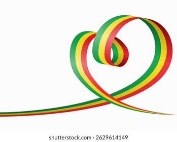 Malian flag heart shaped ribbon. Vector illustration.