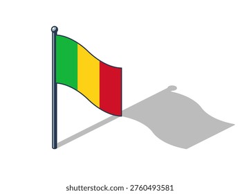 Malian flag isometric vector illustration with shadow Malian flag