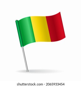 Malian flag map pointer layout. Vector illustration.