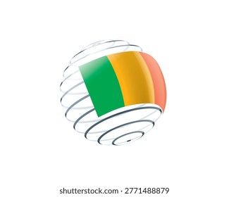 Malian flag on an abstract globe