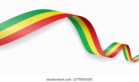 Malian flag waving ribbon, symbolizing national pride, ideal for patriotic badges, certificates, or cultural design themes and national holidays. Vector illustration.
