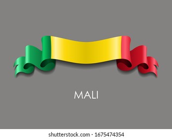 Malian flag wavy ribbon background. Vector illustration.