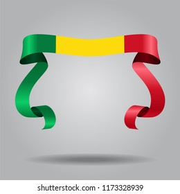 Malian wavy flag abstract background. Vector illustration.