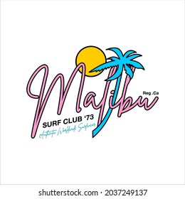 Malibu beach surf club simple vintage