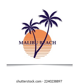Malibu Beach t-shirt logo design