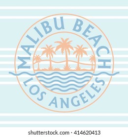 Malibu Beach Typography Tshirt Graphics Vectors Stock Vector (Royalty ...