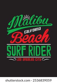 Malibu california beach- surf rider los angeles city T-shirt boys Design vectors.eps
