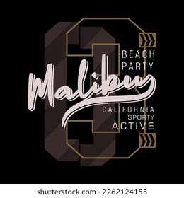 malibu, california sporty active, surf rider, vector t shirt print, typography graphic design, and other use