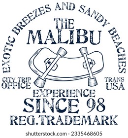 Malibu experience since 1998 Reg Trademark Made in USA. Tropical design, fashion surf style.